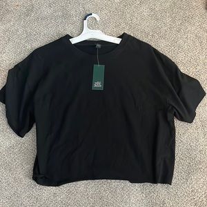 Cropped Oversized T-Shirt- Black